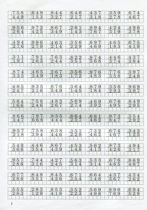 Mathematiktrainer. Addition und Subtraktion im Spaltenformat mit Übertrag.