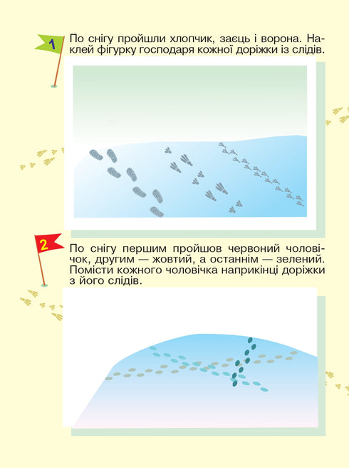 Wir lernen, uns im Raum zu orientieren. Interessante Spuren mit mehrfachen Aufklebern.